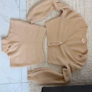 Camila Coelho Beige Cardigan Sweater Set